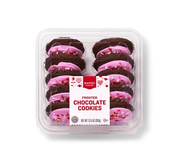 Valentine's Day Pink Frosted Chocolate Cookies